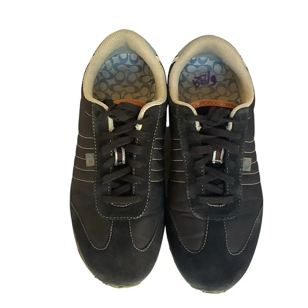 Vintage Coach Sneakers Nikki Black Suede Nylon Women’s 7 Retro 2000s Y2K